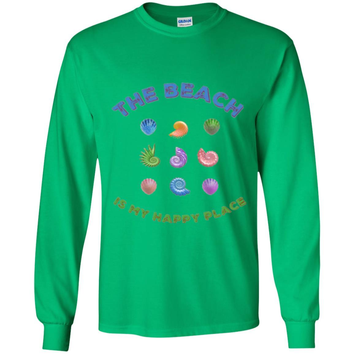 Shell T-shirt The Beach Is My Happy Place Irish Green