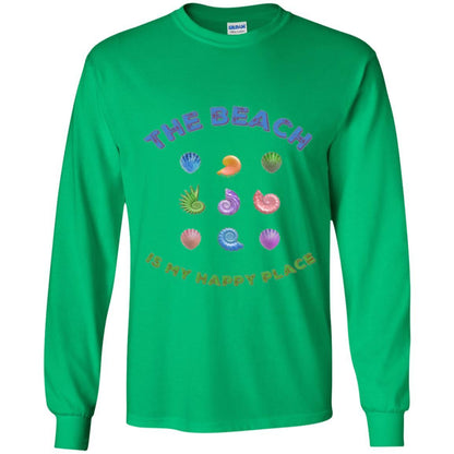 Shell T-shirt The Beach Is My Happy Place Irish Green