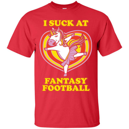 Funny Unicorn Loser T-shirt I Suck At Fantasy Football Red