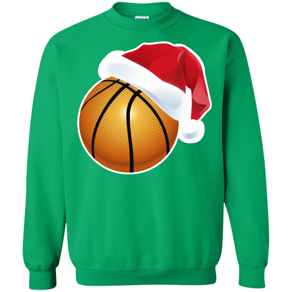 Basketball With Santa Claus Hat X-mas Shirt For Basketball Lovers Irish Green