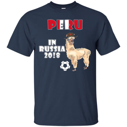 Soccer T-shirt Peru National Team Llama In Russia 2018 Cup Navy