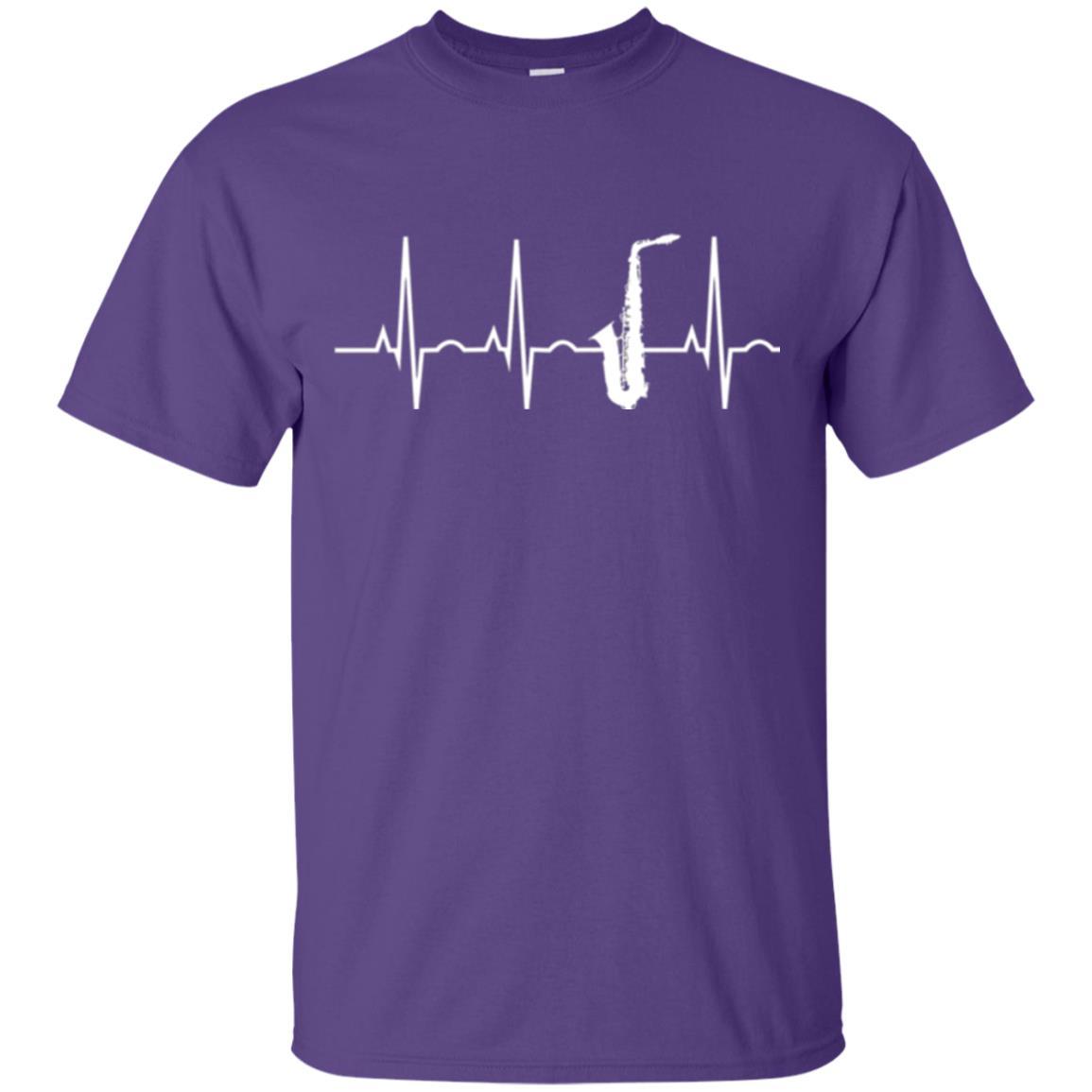 Saxophone Player T-shirt Saxophone Heartbeat T-shirt Purple