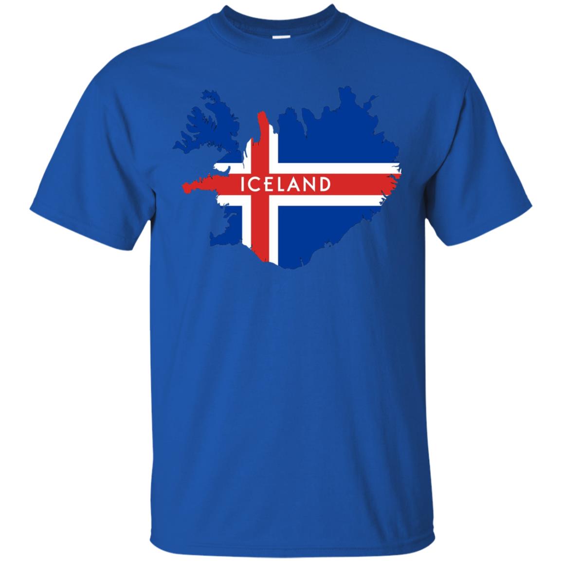 Iceland T-shirt With Flag And Map Royal