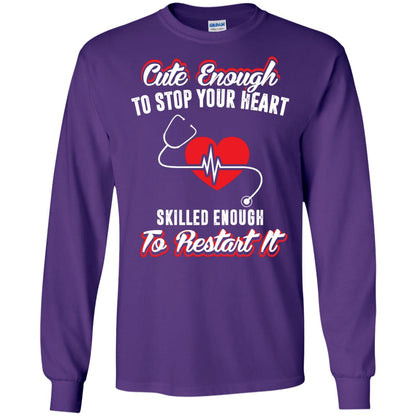 Cute Enough To Stop Your Heart Heart Disease T-shirt Purple