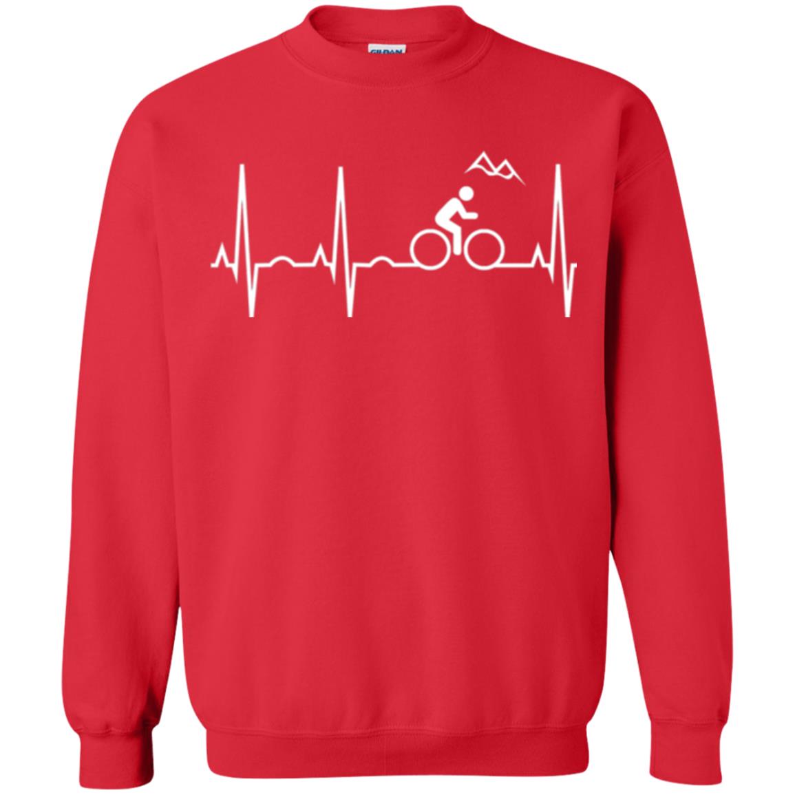Mountain Bike Heartbeat Mountain Biking T-shirt Red