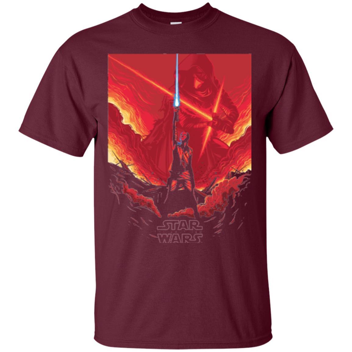 Film T-shirt Star Wars Last Jedi Rey Saber Reach Red Poster Maroon