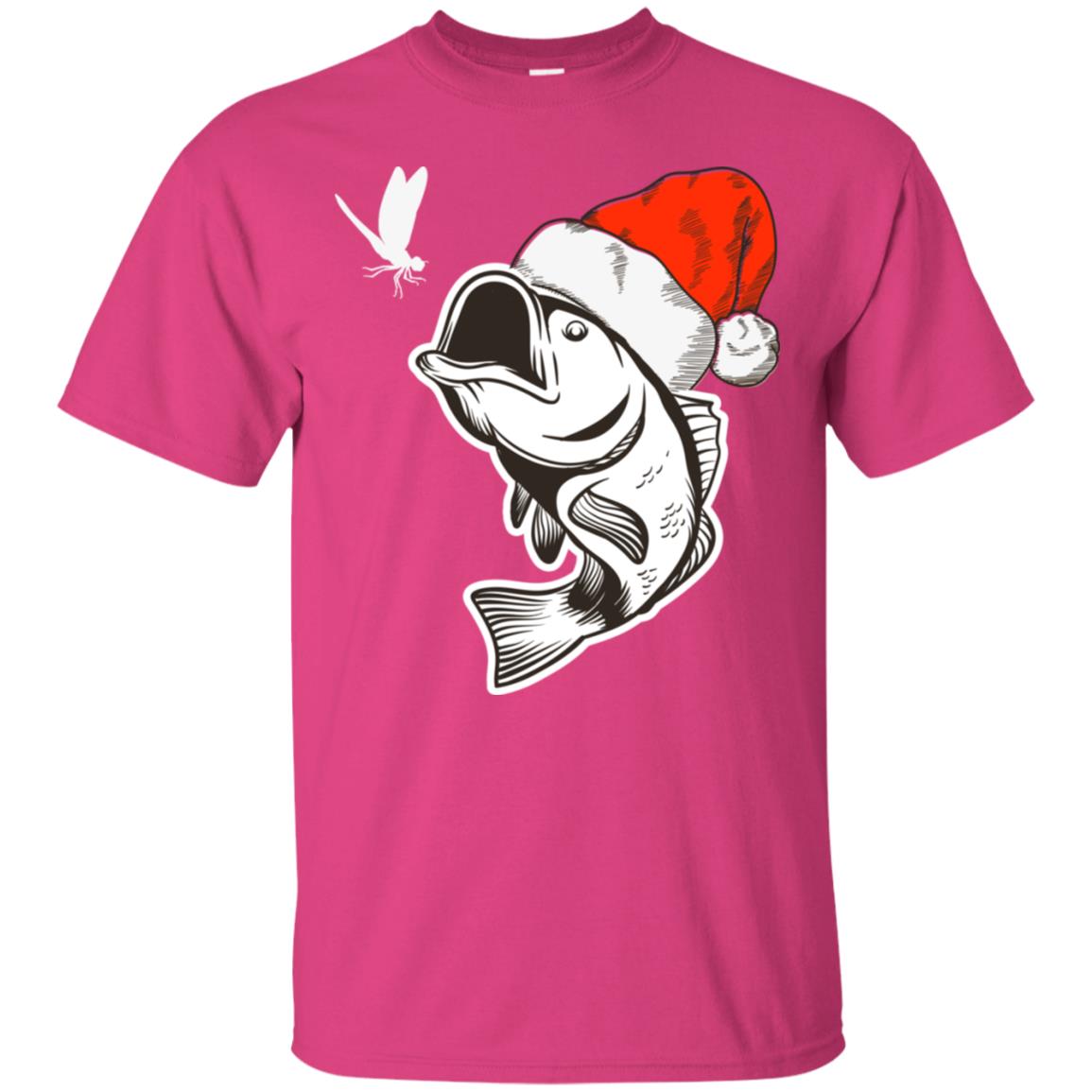 Bass Fishing Santa Hat Christmas Gift Shirt For Fishing Lovers Heliconia