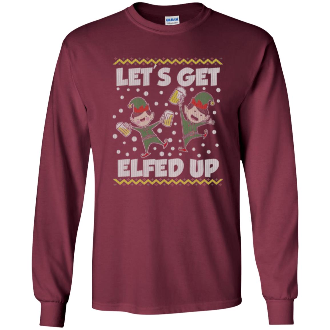 Christmas T-shirt Let_s Get Elfed Up Maroon