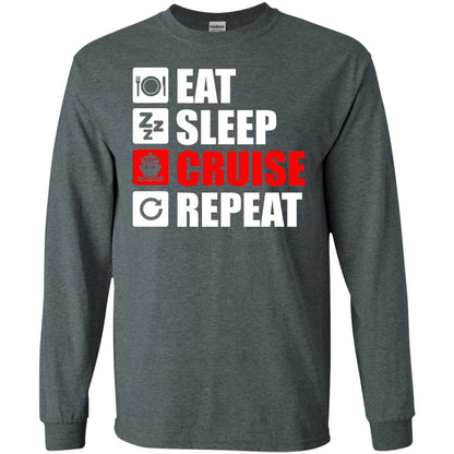 Eat Sleep Cruise Repeat Summer Vacation T-shirt Dark Heather