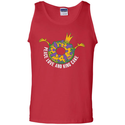 Mardi Gras T-shirt Peace Love And King Cake Red