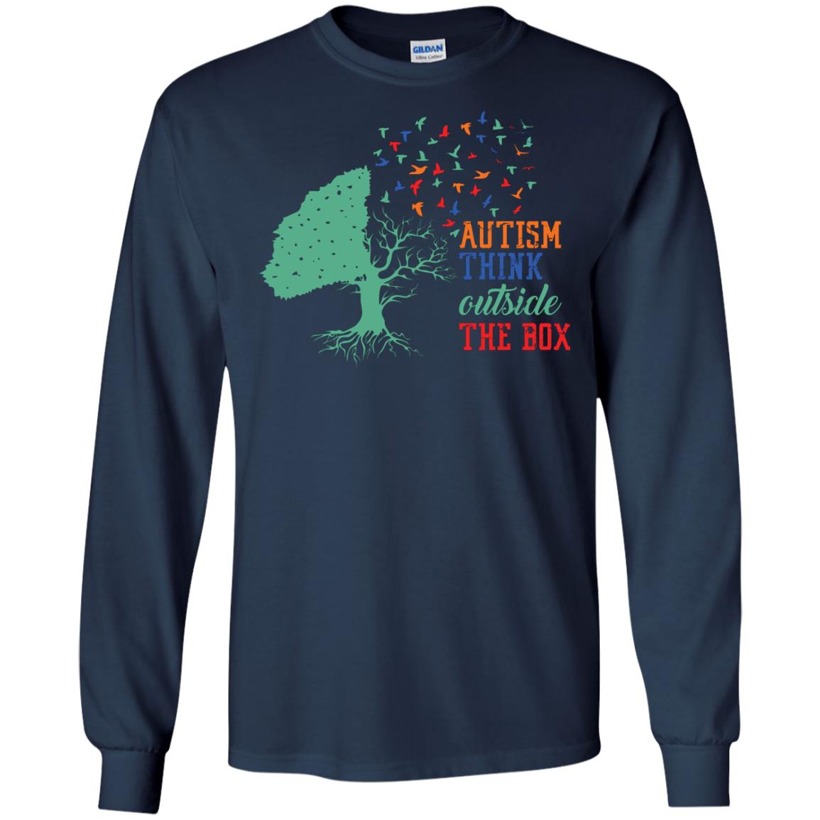 Autism Think Outside The Box Autism Awearness T-shirt Navy
