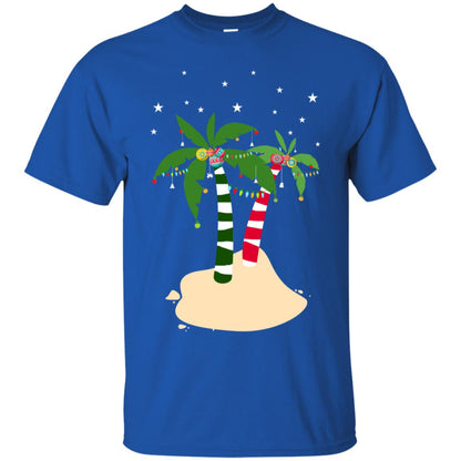 Decorated Tropical Coconut Tree Merry X-mas 2018 Gift Shirt Royal
