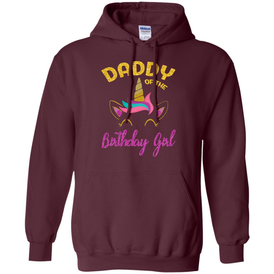 Daddy Mommy Of The Unicorn Birthday Girl T-shirt Maroon