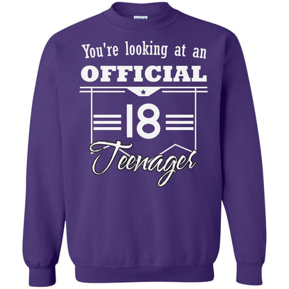 You're Looking At An Official 18 Teenager 18th Birthday Shirt Purple