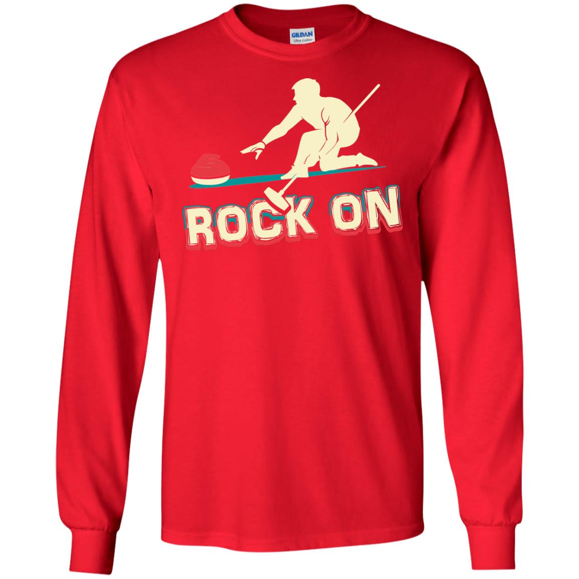 Curling Winter Lover T-shirt Rock On Curling Winter Sports Red