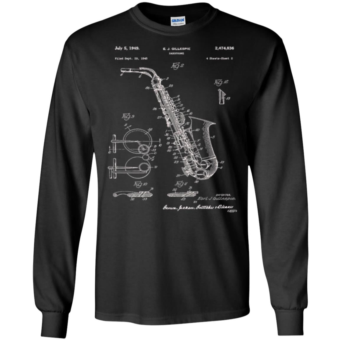 Saxophone Patent Graphic T-shirt Black