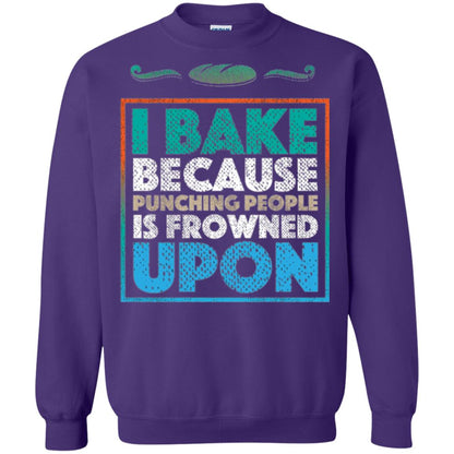 Baking Lovers T-shirt I Bake Because Punching People Is Frowned Upon Purple