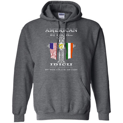 American By Birth Irish By The Grace Of God T-shirt Dark Heather