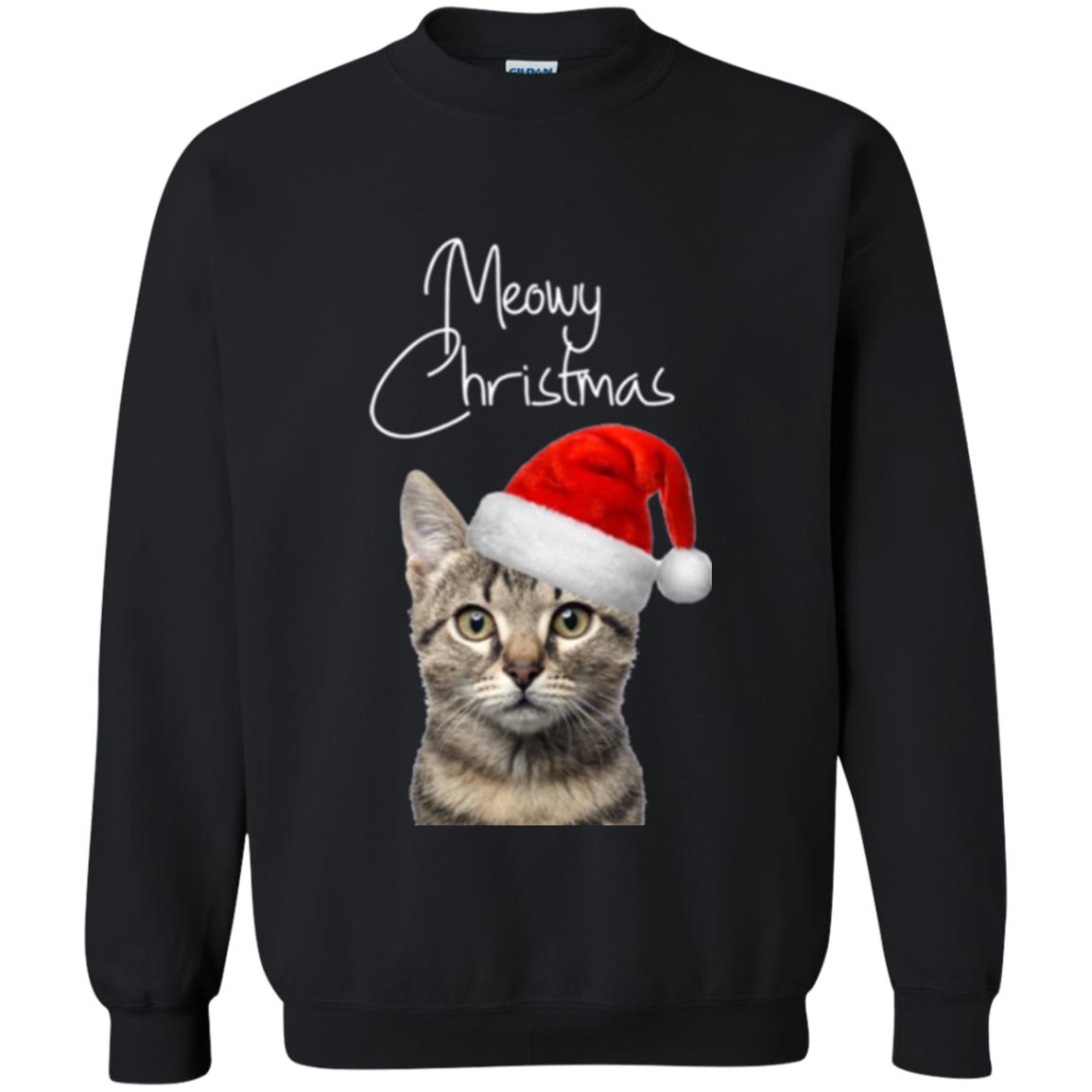 Cat Lovers T-shirt Merry Christmas Black