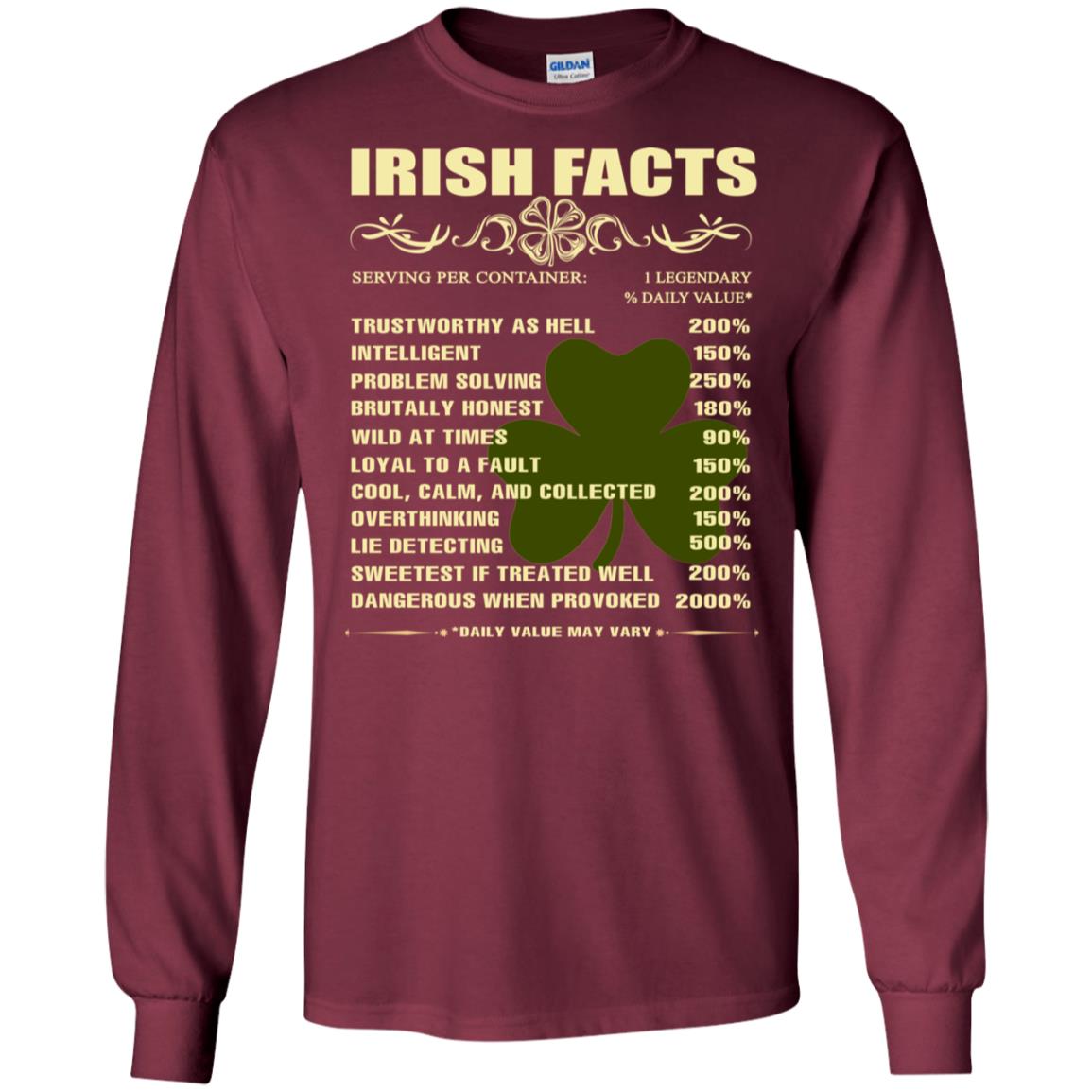 Irish Facts Intelligent Problem Solving Shirt Maroon