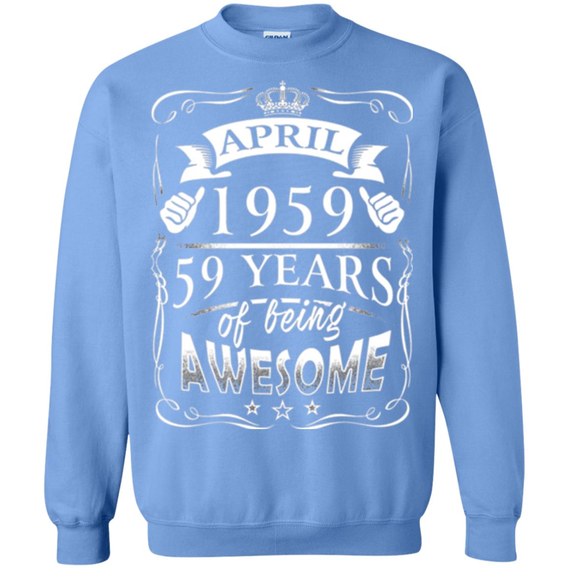 59th Birthday T-shirt April 1959 59 Years Of Being Awesome Carolina Blue
