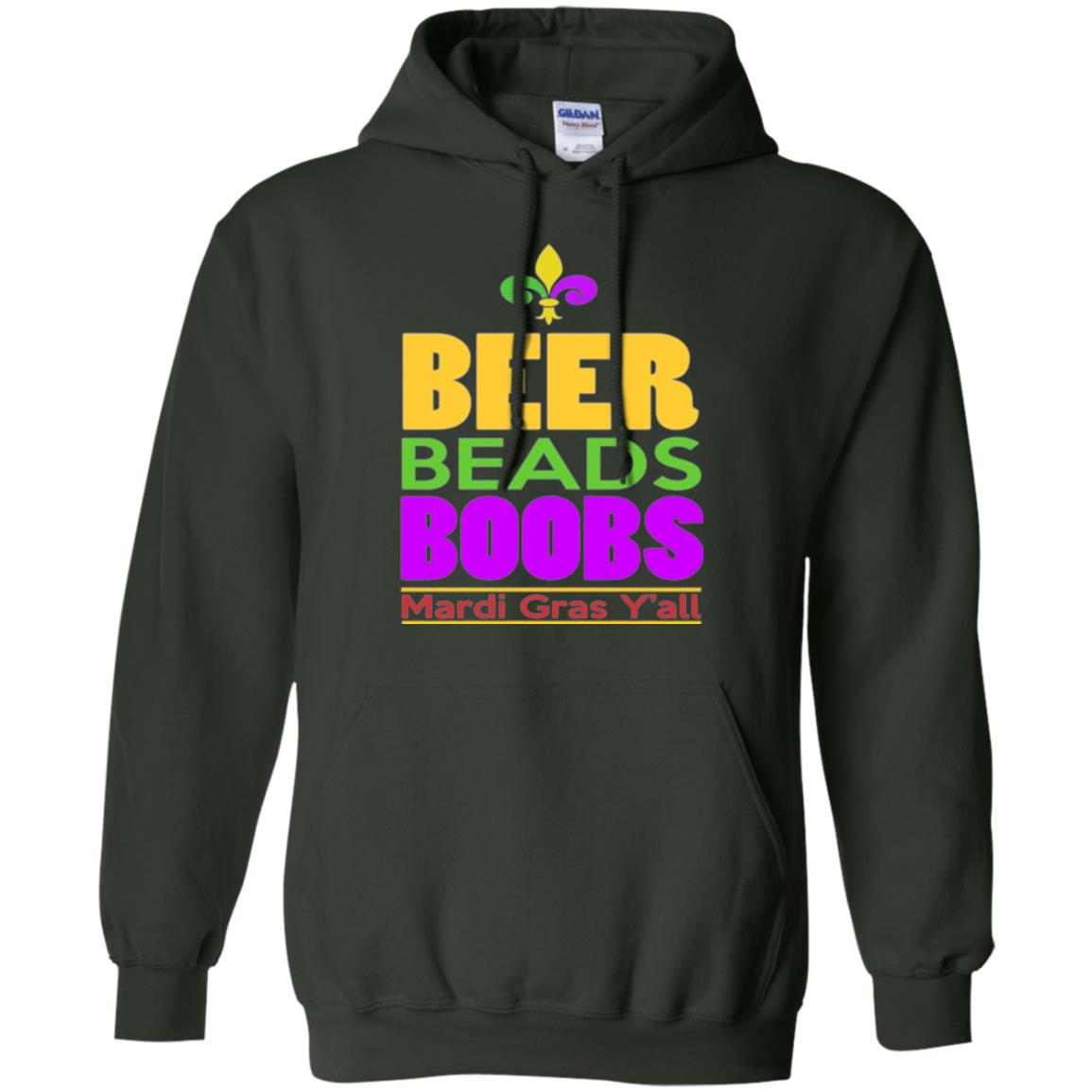 Funny Mardi Gras T-shirt Beer Beads Boobs Mardi Gras Y_all Forest Green