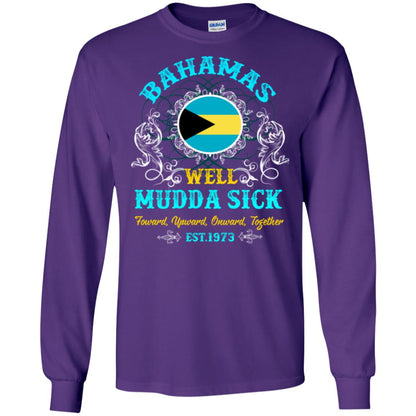 Bahamas Well Mudda Sick Foward Upward Onward Together Est1973 T-shirt Purple