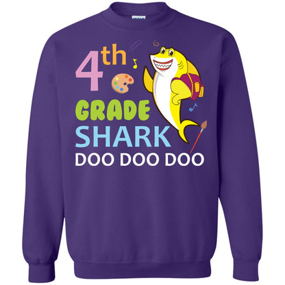 4th Grade Shark Doo Doo Doo Back To School T-shirt Purple