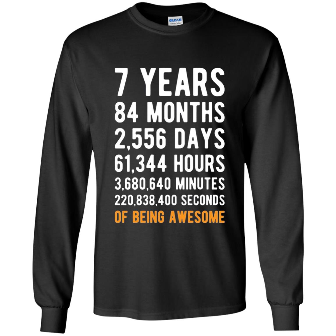 7th Birthday Shirt 7 Years Old Being Awesome Black