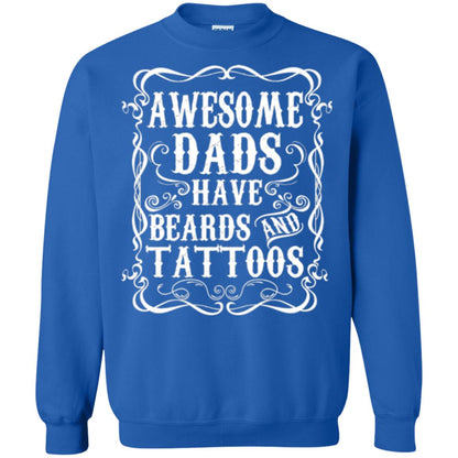 Awesome Dads Have Tattoos And Beards Funny Beard T-shirt Royal