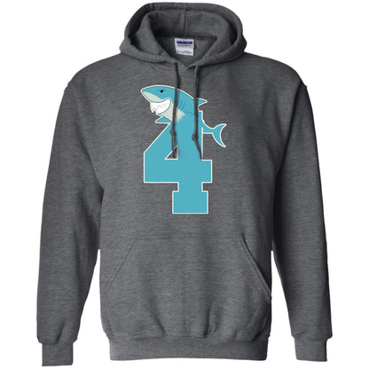 4th Birthday Shark Party Shirt Dark Heather