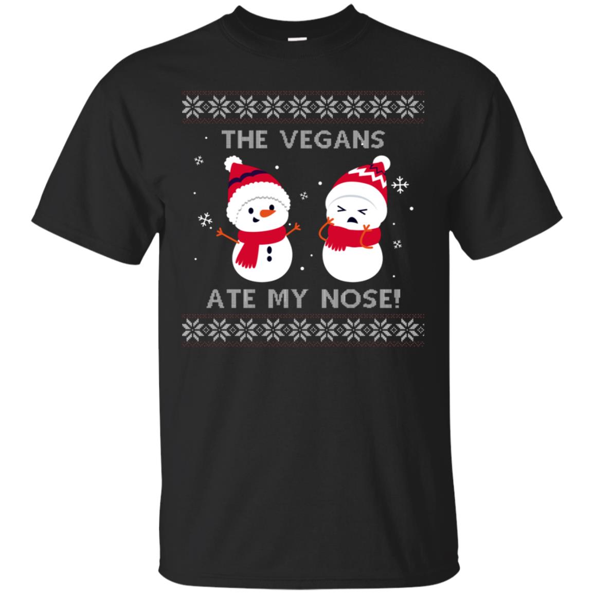 The Vegans Ate My Nose Funny Snowman Saying X-mas Gift Shirt Black