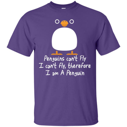 Penguin T-shirt I Can_t Fly Purple