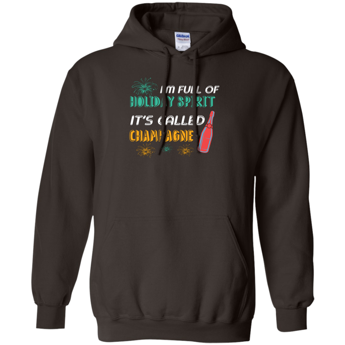 Champagne T-shirt I'm Full Of Holiday Spirit It's Called Champagne Dark Chocolate
