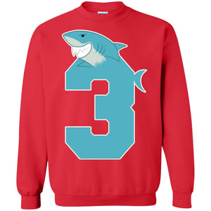 3rd Birthday Shark Party ShirtG180 Gildan Crewneck Pullover Sweatshirt 8 oz.