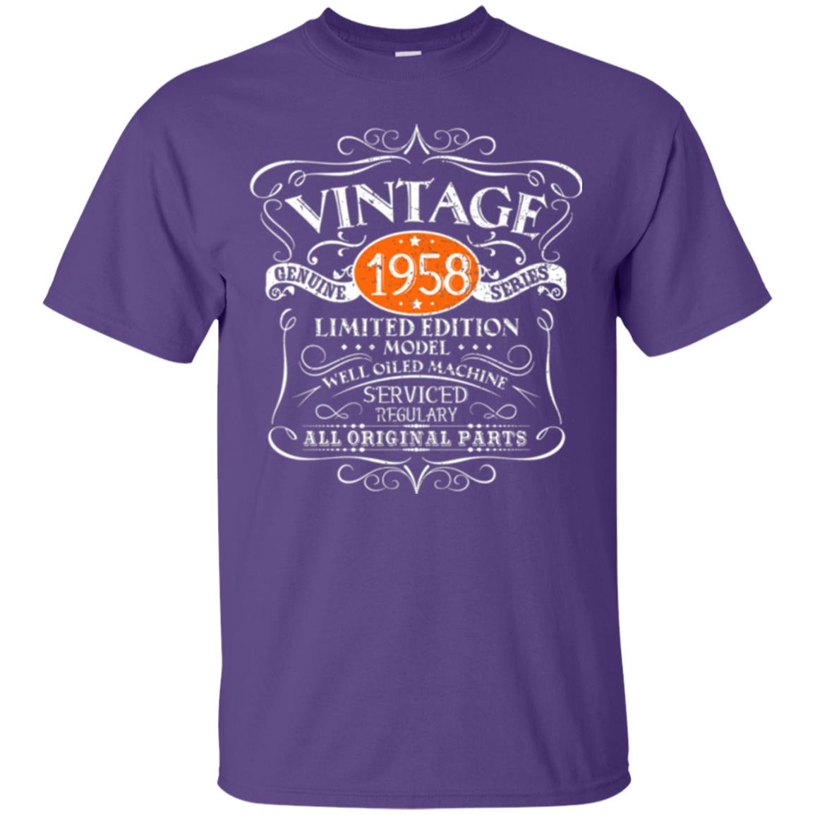 Vintage 60th Birthday T-shirt 1958 All Original Parts Purple