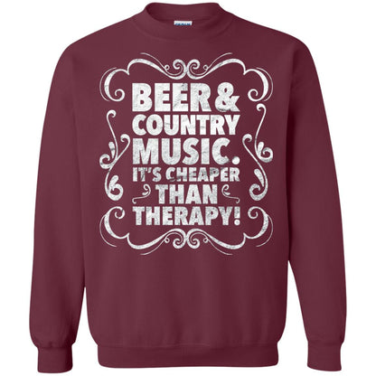 Beer Andcountry Music Its Cheaper Than Therapy Shirt Maroon