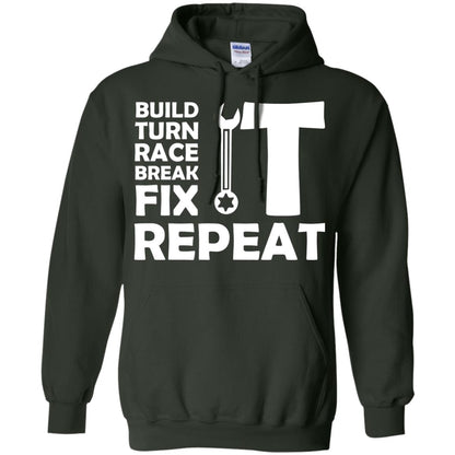 Build Turn Race Break Fix Repeat Racing Shirt Forest Green