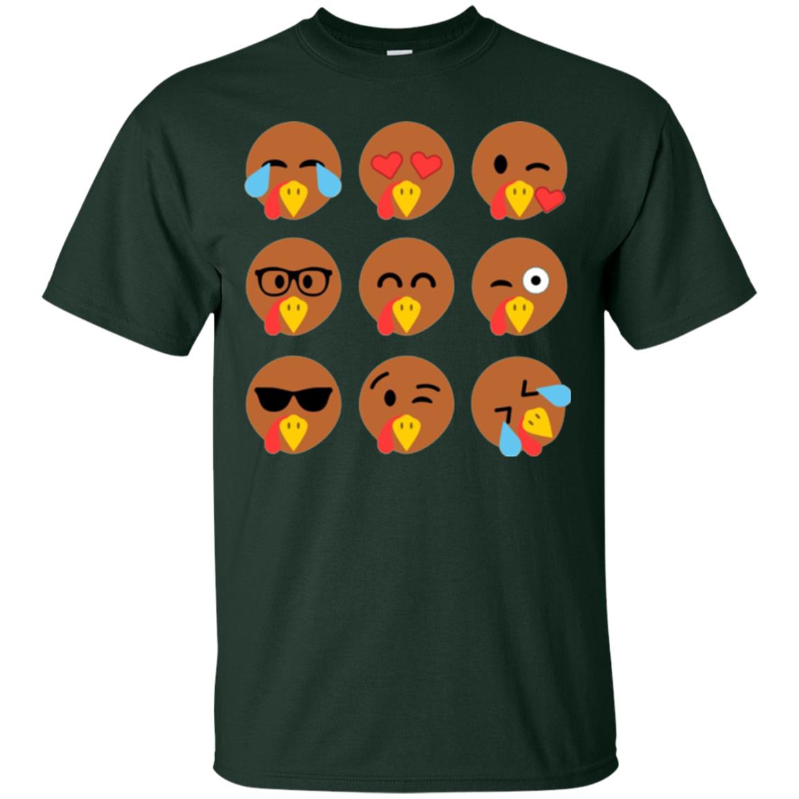 Thanksgiving T-shirt Turkey Emojis Forest Green