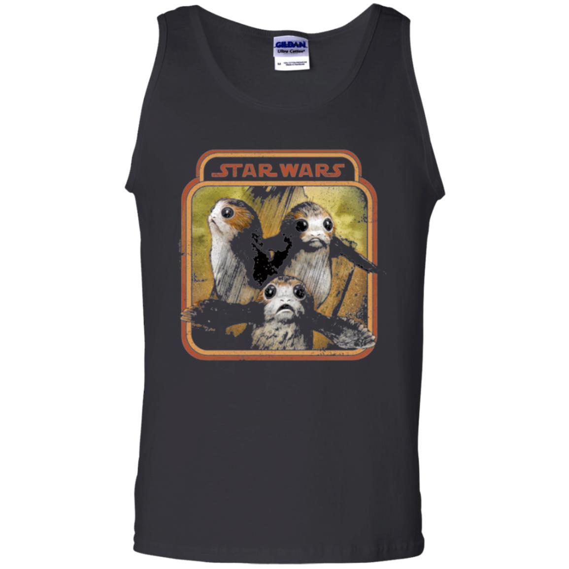 Film T-shirt Star Wars Last Jedi Porg Triplets Retro Box Graphic Black