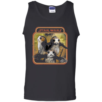 Film T-shirt Star Wars Last Jedi Porg Triplets Retro Box Graphic Black