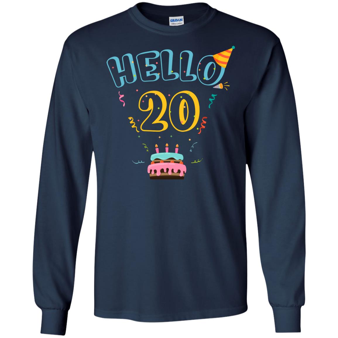 Hello 20 Twenty Years Old 20th 1998s Birthday Gift Shirt Navy