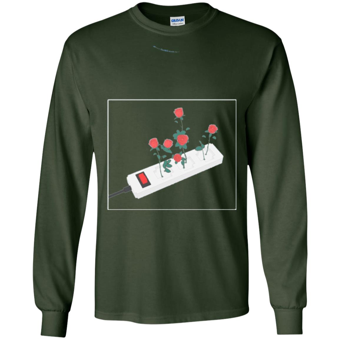 Flower Power Cute Art Aesthetic Vaporwave Digital Rose T-shirt Forest Green