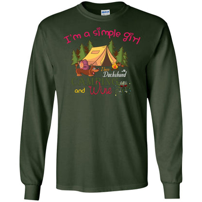 I’m A Simple Girl I Love Dachshund Camping And Wine Shirt Forest Green