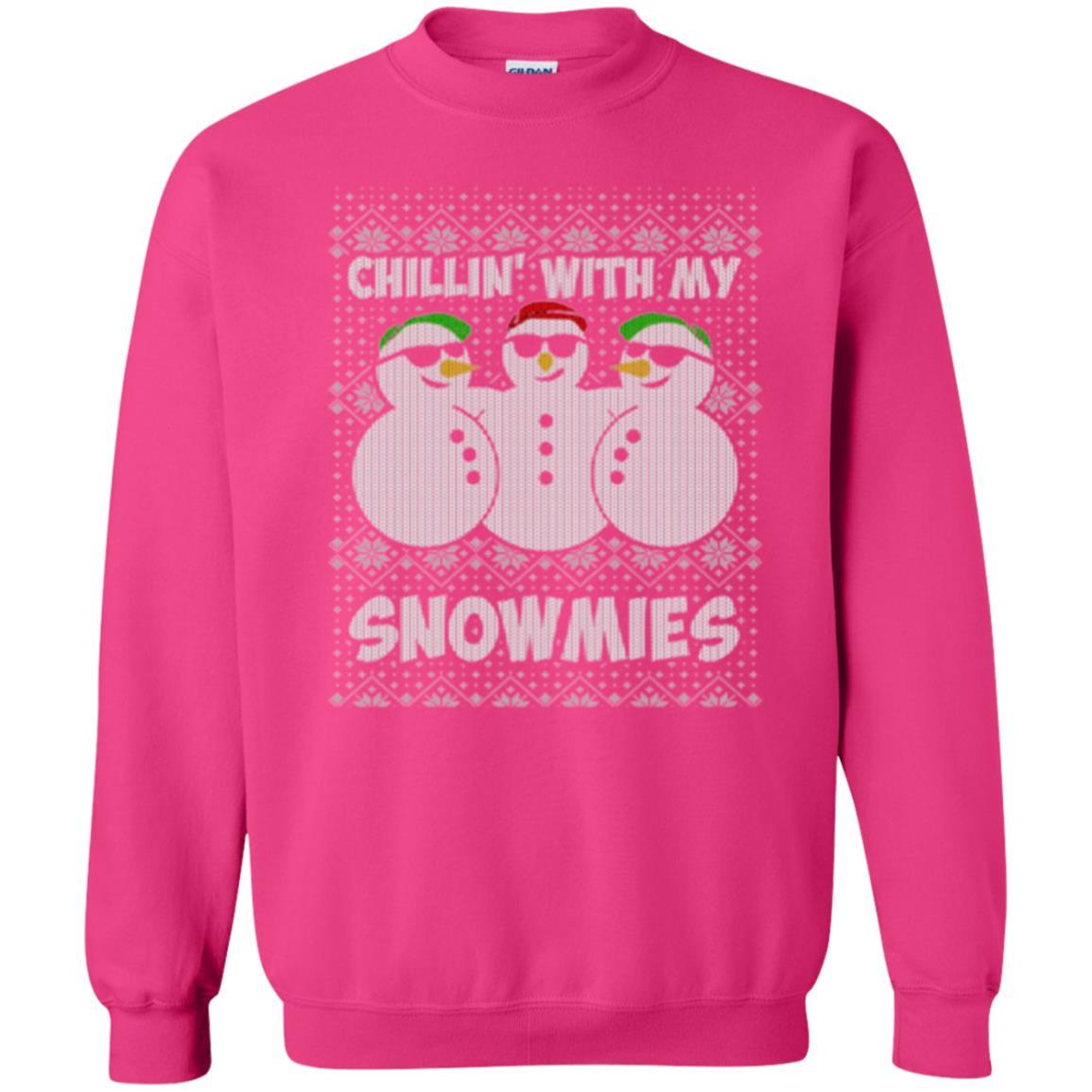 Christmas T-shirt Chillin With My Snowmies Heliconia