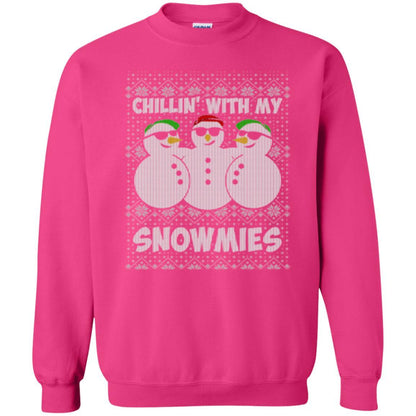 Christmas T-shirt Chillin With My Snowmies Heliconia