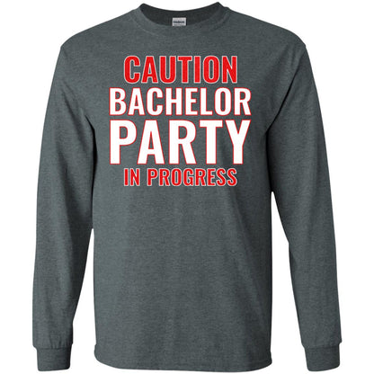 Funny Warning Caution Bachelor Party In Progress Dark Heather