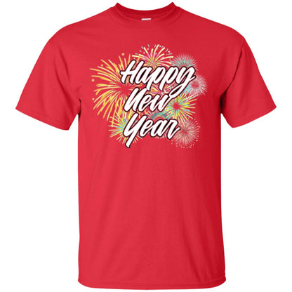 Happy New Year T-shirt Fireworks Red