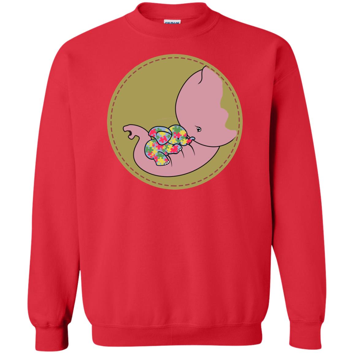 Elephant Mom And Baby Autism Awareness Shirt Red