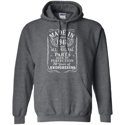 70th Birthday T-shirt Made In 1948 All Original Parts Aged To Perfection Dark Heather